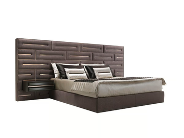 WALL - Fabric double bed with upholstered headboard and integrated nightstands by Siwa Soft Style - view 3
